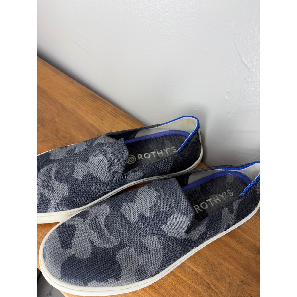 Rothys The Sneaker Grey Camo Slip On Knit Shoes Womens Size 8